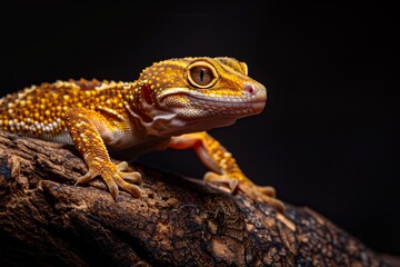 Fototapeta premium Full body view of Gecko, in natural habitat, full body shot, full body View, isolated on black background