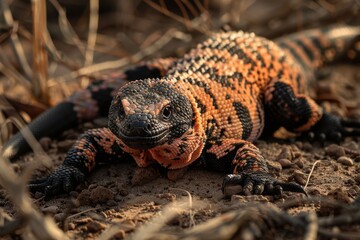 Full body view of Gila Monster, in natural habitat, full body shot, full body View