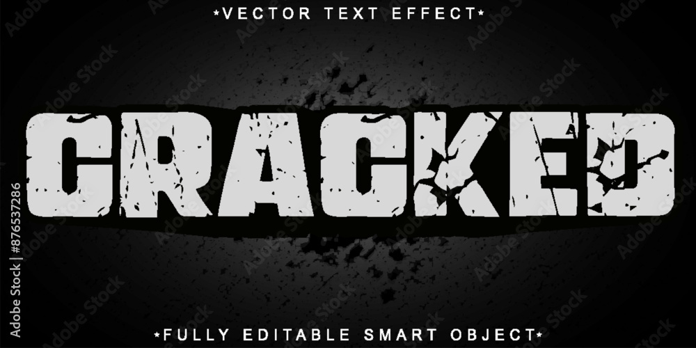 Aufkleber worn white cracked vector fully editable smart object text effect
