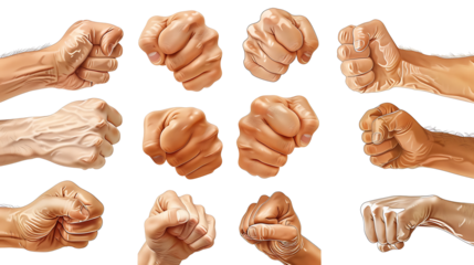Different hand gesture, sign, joint symbol. punch, fist isolated blank.