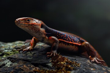Fototapeta premium Full body view of Skink, in natural habitat, full body shot, full body View, isolated on black background