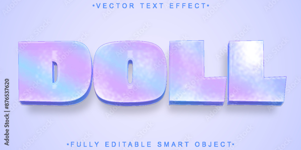 Poster colorul cute doll vector fully editable smart object text effect