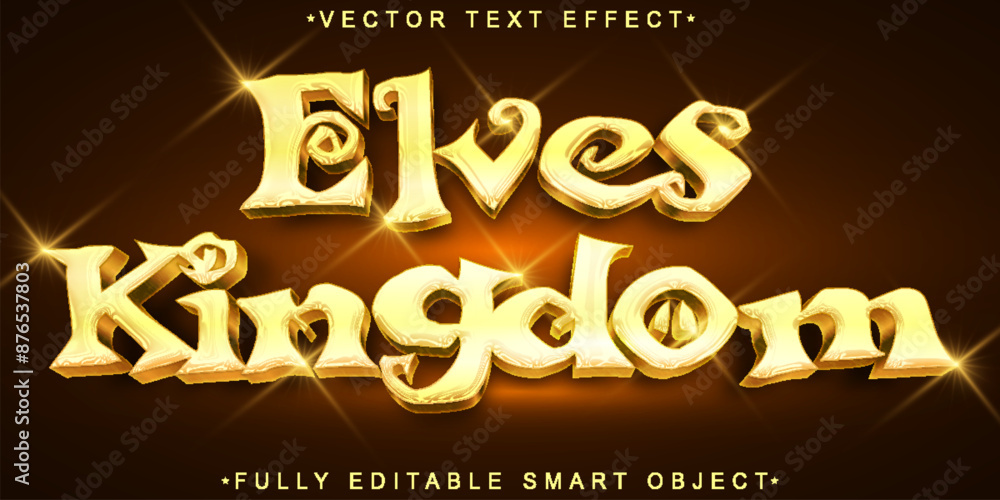Poster Shiny Elves Kingdom Vector Fully Editable Smart Object Text Effect