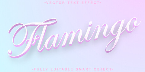 Cartoon Cute Pink Flamingo Vector Fully Editable Smart Object Text Effect