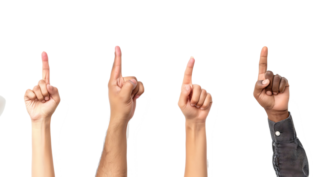 hands pointing up, they are on a white background