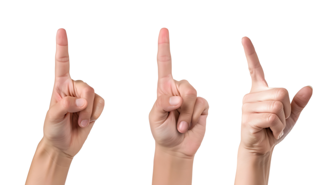 hands pointing up, they are on a white background
