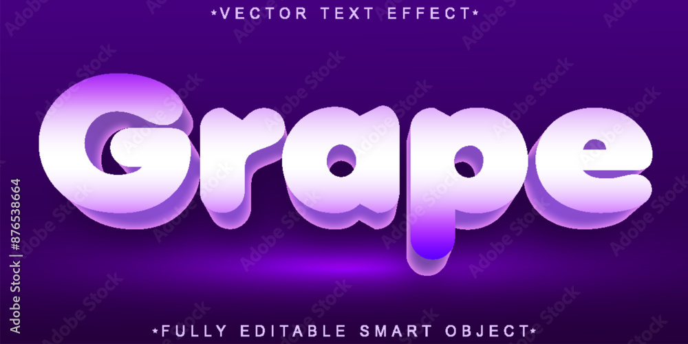 Poster cartoon purple grape vector fully editable smart object text effect