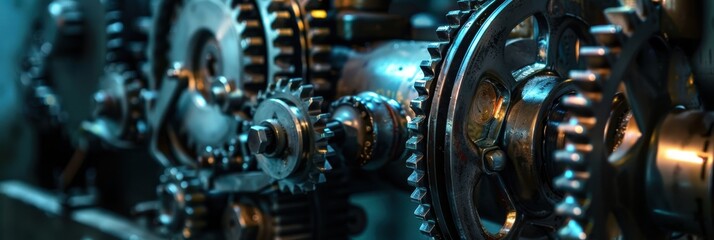 Fototapeta premium Machine Builder's Day. mechanical mechanisms. production. gear mechanism,