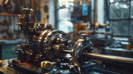 Fototapeta premium Machine Builder's Day. mechanical mechanisms. production. gear mechanism,