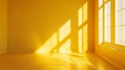Golden luxury yellow studio background empty wall template with bright light room interior background can use for your products display. 