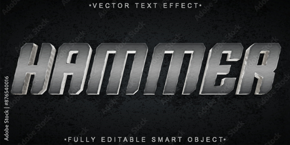 Poster silver hammer vector fully editable smart object text effect