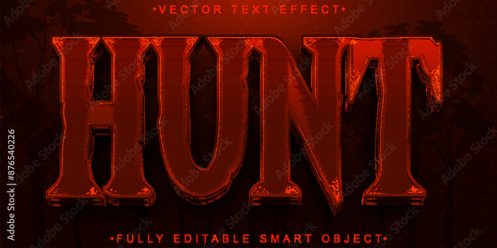 Poster red hunt wild vector fully editable smart object text effect