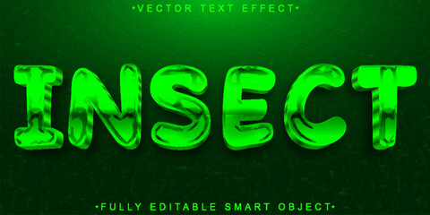 Cartoon Green Insect Vector Fully Editable Smart Object Text Effect