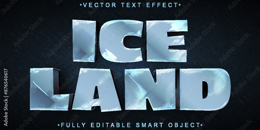Poster blue ice land vector fully editable smart object text effect