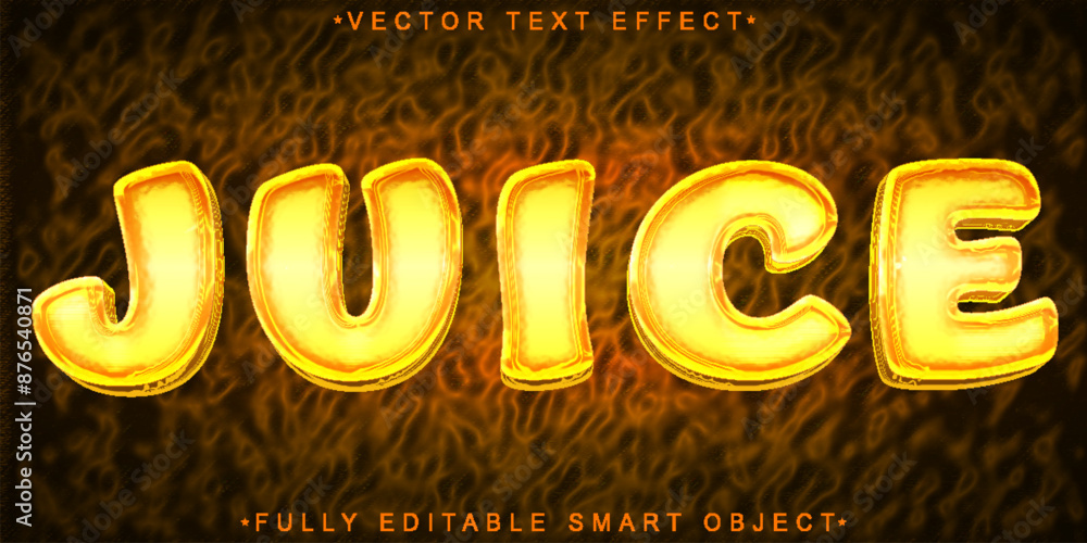 Poster cartoon orange juice vector fully editable smart object text effect