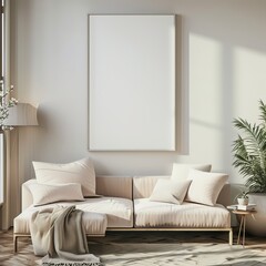 modern living room with sofa and frame