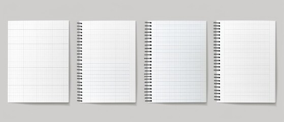 Set of vector realistic illustrations of a torn sheet of paper from a workbook with shadow, isolated

