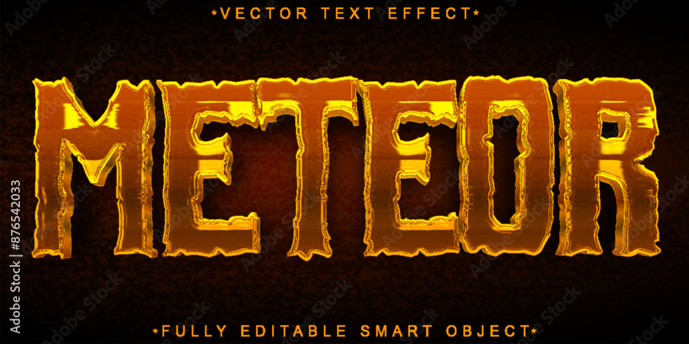 Poster shiny orange meteor space vector fully editable smart object text effect