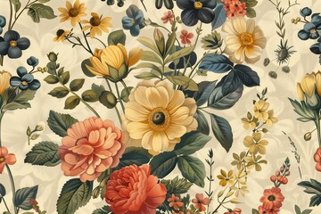 Vintage Botanical Seamless Pattern Background