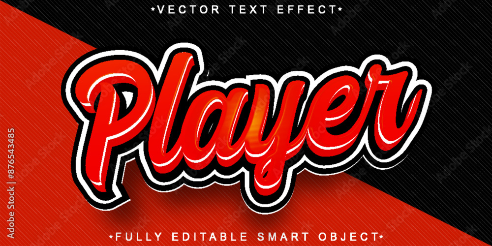 Poster cartoon red player vector fully editable smart object text effect