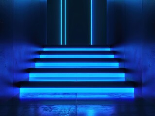 Obraz premium Neon Blue Steps