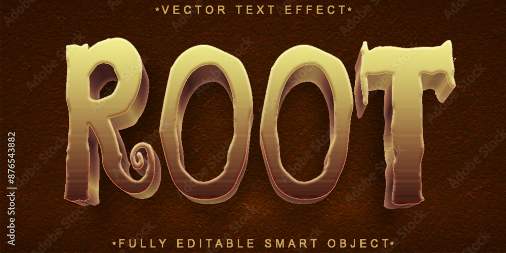 Poster wooden root vector fully editable smart object text effect