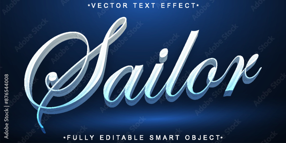 Poster blue sailor vector fully editable smart object text effect