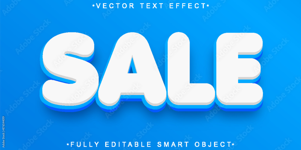 Poster white blue sale vector fully editable smart object text effect