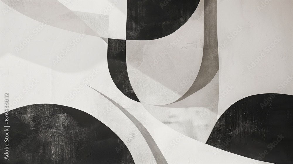 Poster minimalist abstract art has clean lines and a monochromatic palette, emphasizing simplicity and form