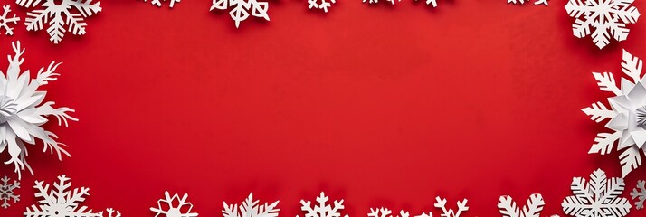 New Year's monocolor banner, frame with decorative snowflakes, winter holiday concept, minimalistic