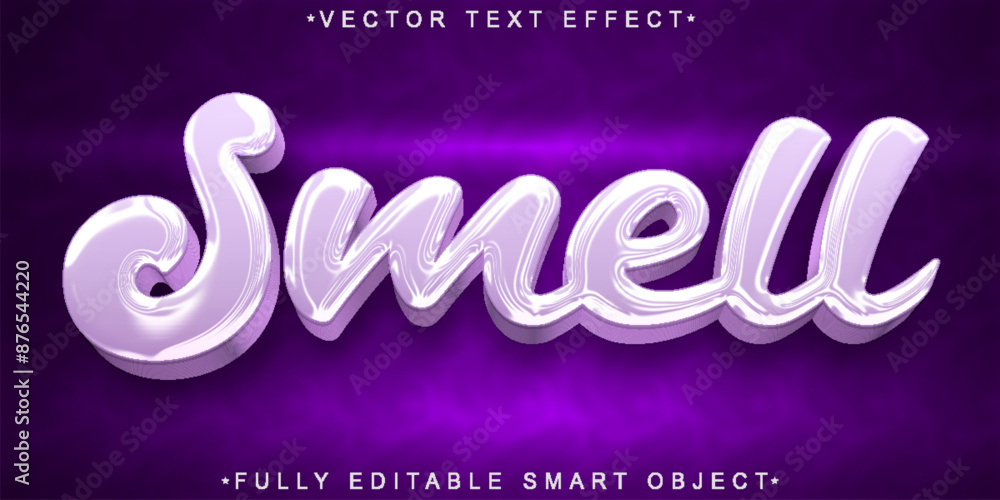 Poster shiny purple smell vector fully editable smart object text effect