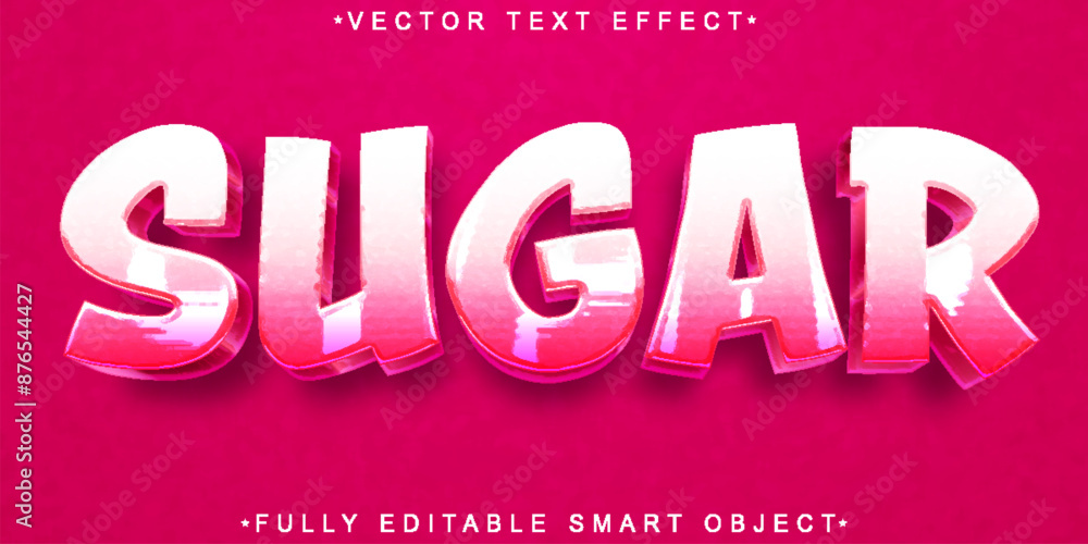 Poster cute marshmallow tasty sugar vector fully editable smart object text effect