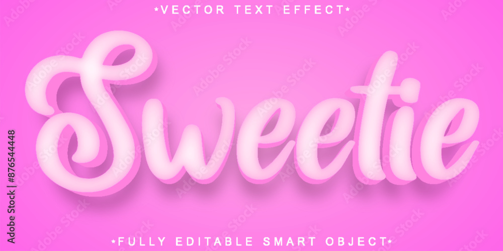 Poster pink sweetie vector fully editable smart object text effect