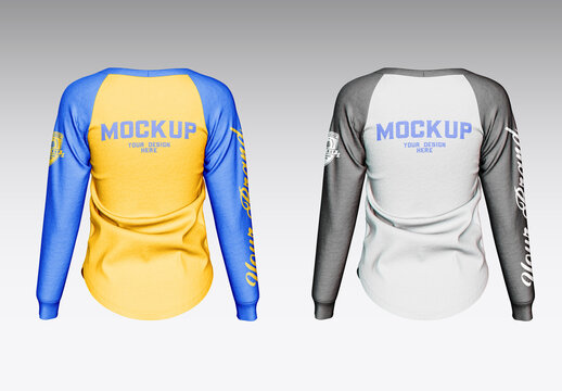 Baseball Henley Raglan Longsleeve Shirt Mockup