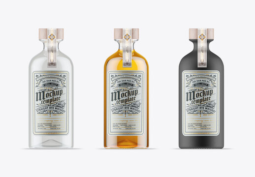 Set 3 Liquor Bottles Mockup