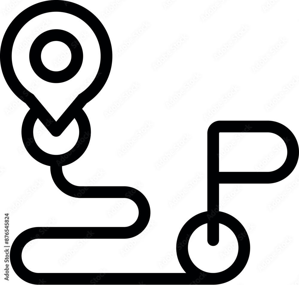 Poster simple gps icon showing a route with pin and flag markers