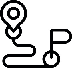 Simple gps icon showing a route with pin and flag markers