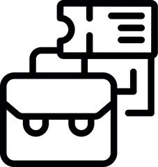 Fototapeta premium Simple line icon of a briefcase with an airplane ticket, representing the concept of business travel