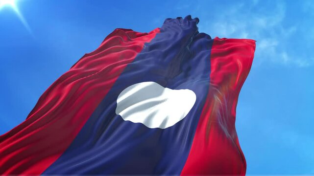Laos Flag Low Angle View