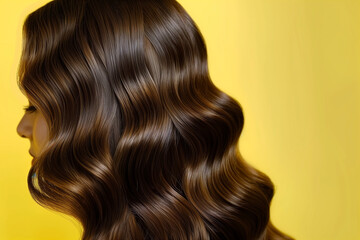 Fototapeta premium Beautiful brown hair, shiny and smooth, perfect for hair product advertising