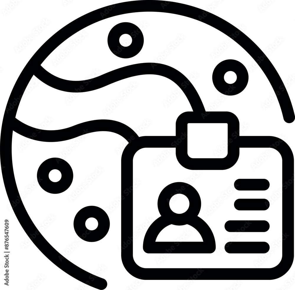 Poster simple icon representing global identification and the connection of individuals worldwide