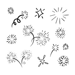 firework doodle, starburst hand drawn