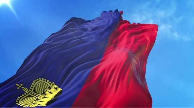 Liechtenstein Flag Low Angle View