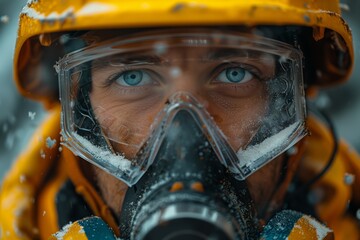 Fototapeta premium Construction Worker in Dusty Environment