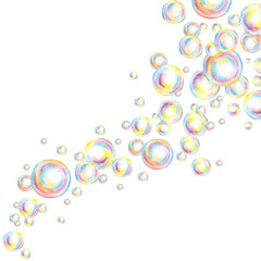 Soap bubbles of different sizes watercolor illustration. Soap suds, summer games, bath time, carnival, bubble party. Ideal for art projects, children's books, greeting cards
