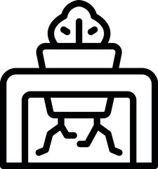 Line icon of a smart pot watering a home plant, representing a modern hydroponics system