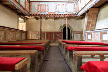 Europe, Romania. Viscri. Interior Viscri Fortified Church.