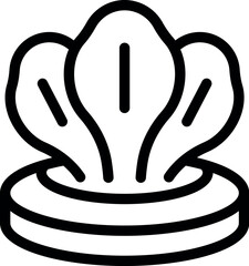 Obraz premium Line art icon of fresh green lettuce growing on hydroponic farm