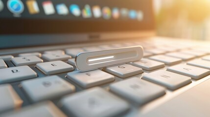 3d render computer search bar pointer on desktop