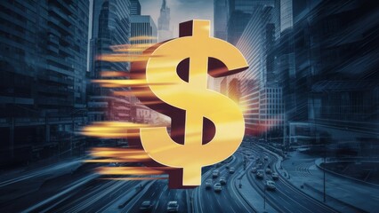 a dollar sign with motion blur, conveying the idea of quick financial success and fast money in business
